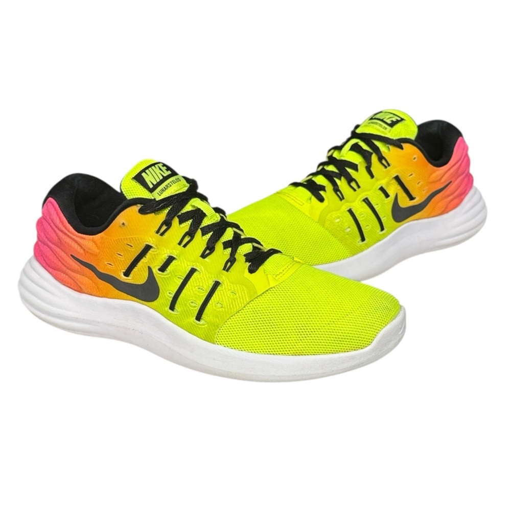 Nike Lunarstelos Neon Yellow Pink Orange #844740-999 Women's Running Shoes 8.5 - Picture 3 of 12